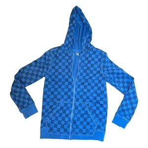 Boys Tea Collection Size 12 blue Good Sport checkerboard hoodie sweatshirt
